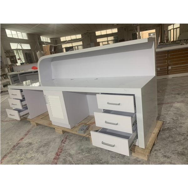 Small size custom led logo hospital reception desk white