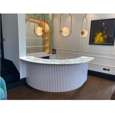 White Marble Round Reception Desk Led Counter Table