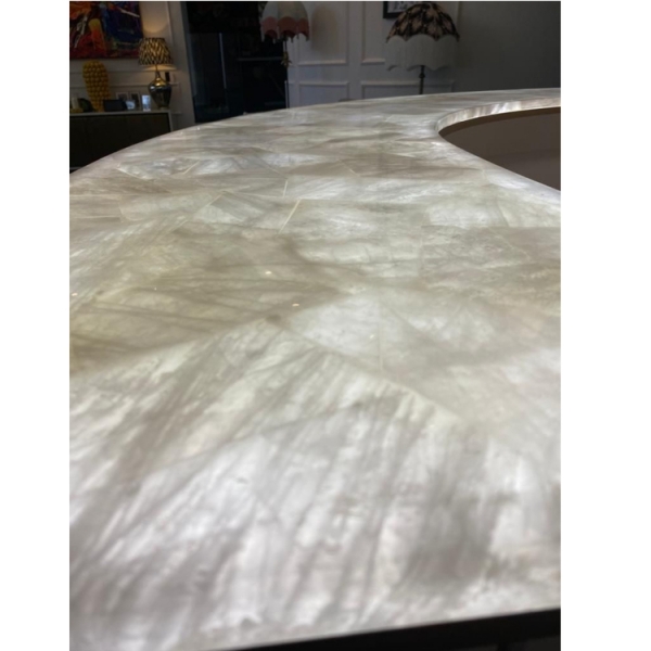 White Marble Round Reception Desk Led Counter Table