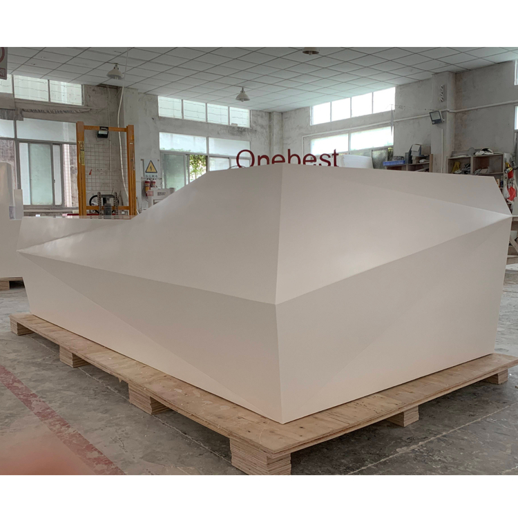 Diamond L Shape White KTV Reception Desk Counter Furniture