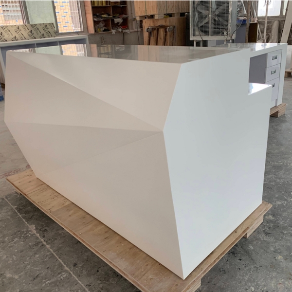 Diamond L Shape White KTV Reception Desk Counter Furniture