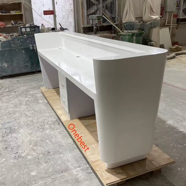 Solid Surface Dental Reception Table Led Luxury Spa Reception Desk