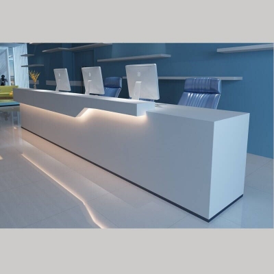 2 People Stone Reception Desk Front Table LED