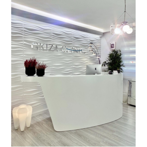 Oval Shape White Dental Reception Desk with Drawer