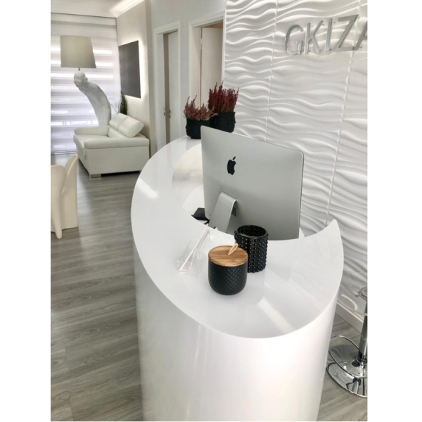 Oval Shape White Dental Reception Desk with Drawer