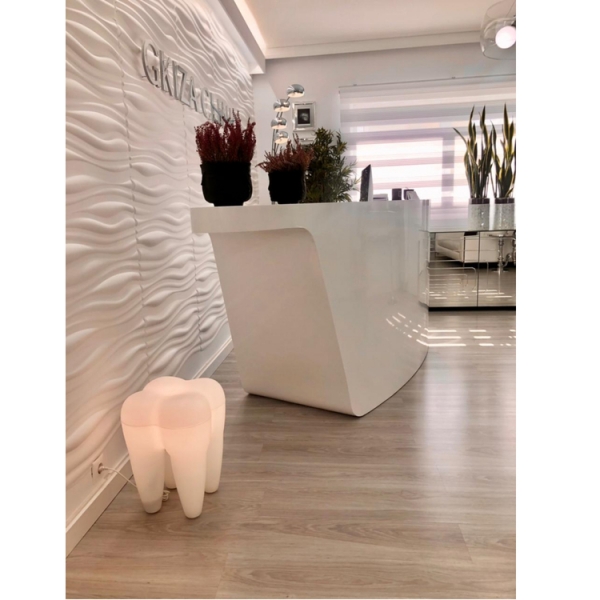 Oval Shape White Dental Reception Desk with Drawer