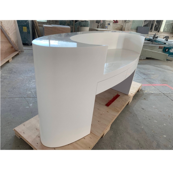 Oval Shape White Dental Reception Desk with Drawer