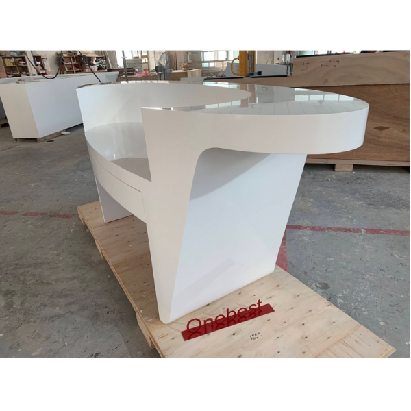 Oval Shape White Dental Reception Desk with Drawer