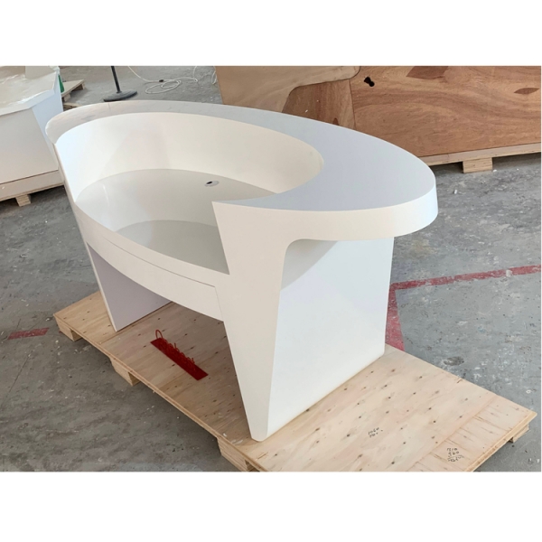 Oval Shape White Dental Reception Desk with Drawer