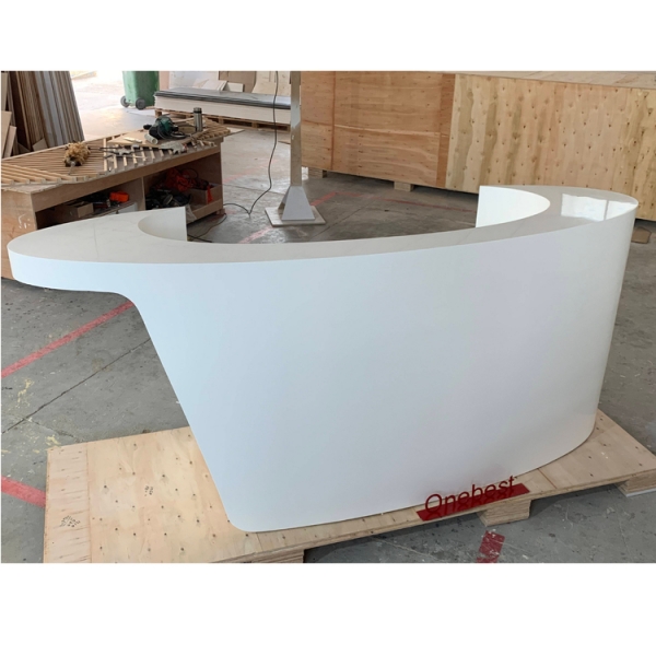 Oval Shape White Dental Reception Desk with Drawer