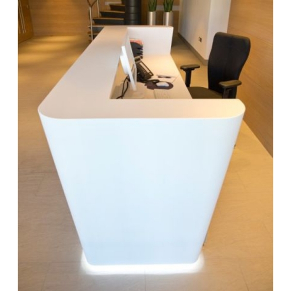 White Led Salon Furniture Reception Desk Beauty