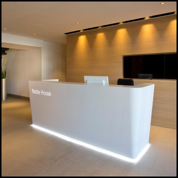 White Led Salon Furniture Reception Desk Beauty