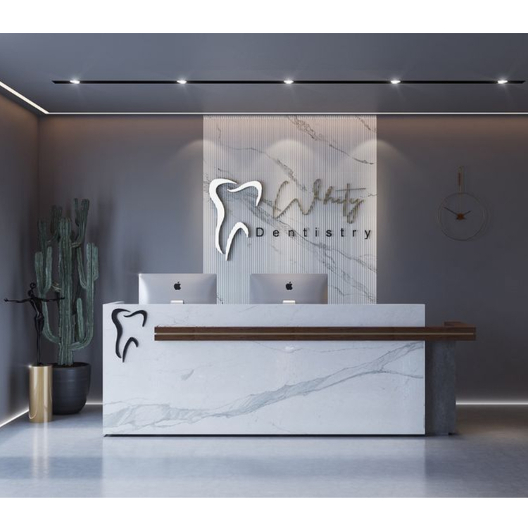 Nurse Help Workstation White Marble Office Front Desk Reception