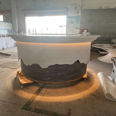 Large Size Round Shape Led Cashier Counter Modern Reception Desk