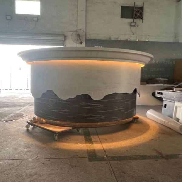 Large Size Round Shape Led Cashier Counter Modern Reception Desk