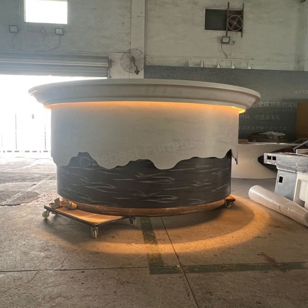 Large Size Round Shape Led Cashier Counter Modern Reception Desk