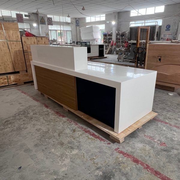 Work Computer Table Reception Desk Oak Wood Service Counter