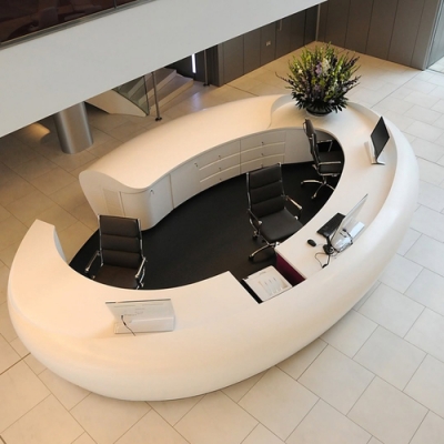 Large Size Circle Solid Surface Stone Lobby Reception Counter