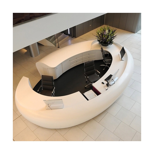 Large Size Circle Solid Surface Stone Lobby Reception Counter