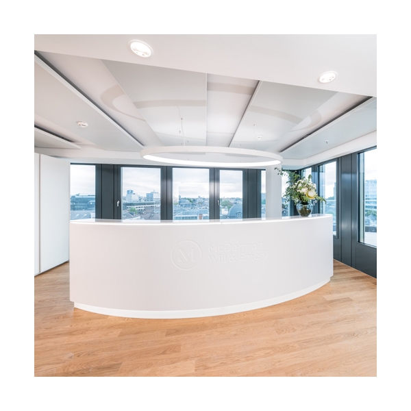 Security Center Backlit Reception Desk Translucent Stone Corian Tables