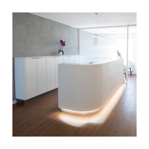 Security Center Backlit Reception Desk Translucent Stone Corian Tables