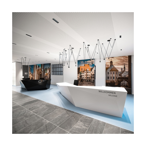 Security Center Backlit Reception Desk Translucent Stone Corian Tables