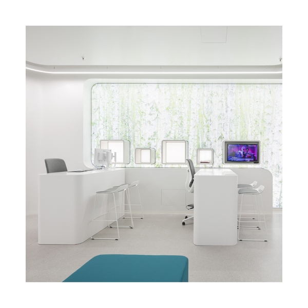 Chinese Red Round Spa Reception Desk Furniture Office