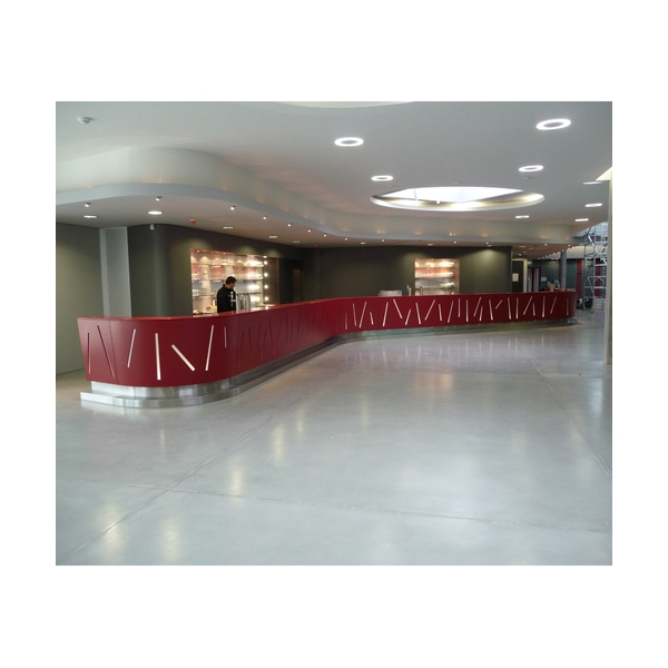 Chinese Red Round Spa Reception Desk Furniture Office