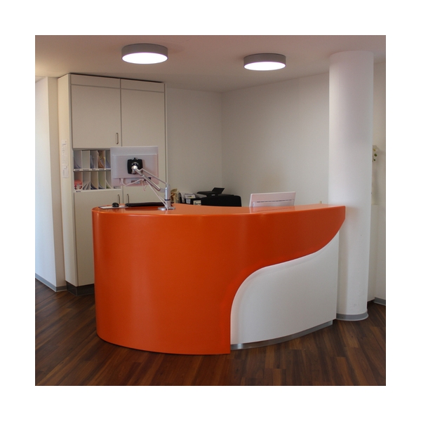 Chinese Red Round Spa Reception Desk Furniture Office