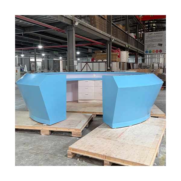 Blue Stone Reception Desks Large Size Round Gym Reception Tables