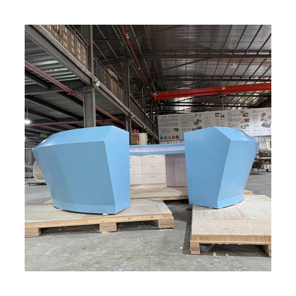 Blue Stone Reception Desks Large Size Round Gym Reception Tables