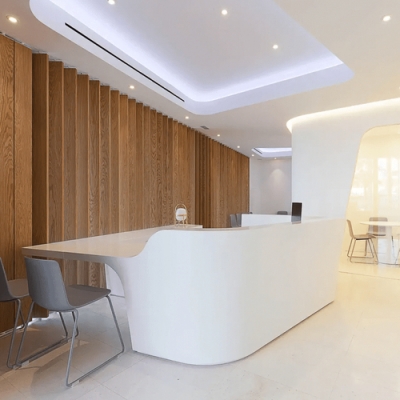 Ada Design Eye Clinic Stone Reception Table L-shape Front Counter