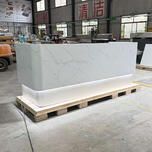 Carrara White Marble Led Reception Desks Nail Salon Corian Furniture