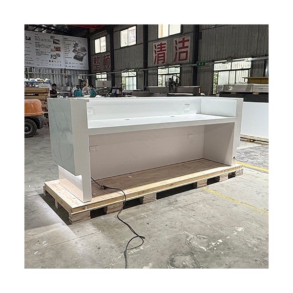 Carrara White Marble Led Reception Desks Nail Salon Corian Furniture