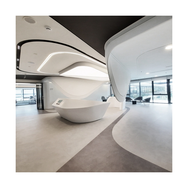 Circle Shaped White Solid Surface Cash Register Front Desk Reception
