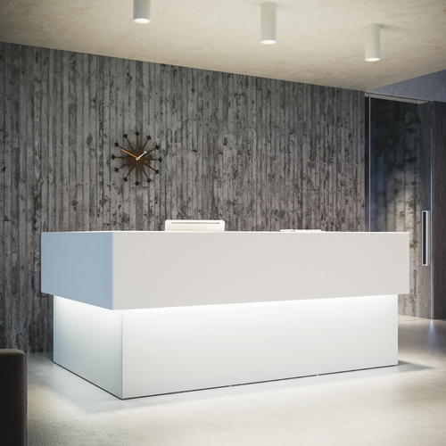 School Office Reception Desk Led Artificial Stone Computer Table