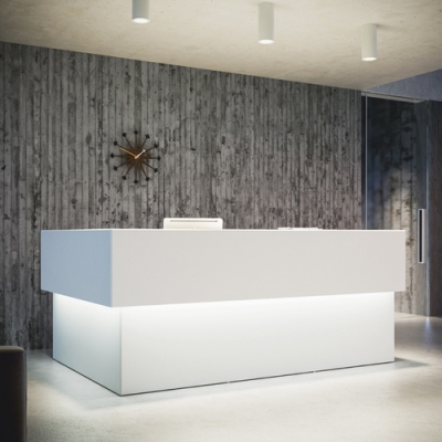 School Office Reception Desk Led Artificial Stone Computer Table