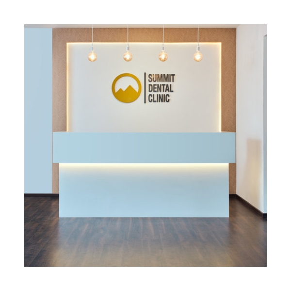 School Office Reception Desk Led Artificial Stone Computer Table