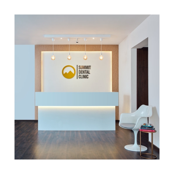 School Office Reception Desk Led Artificial Stone Computer Table