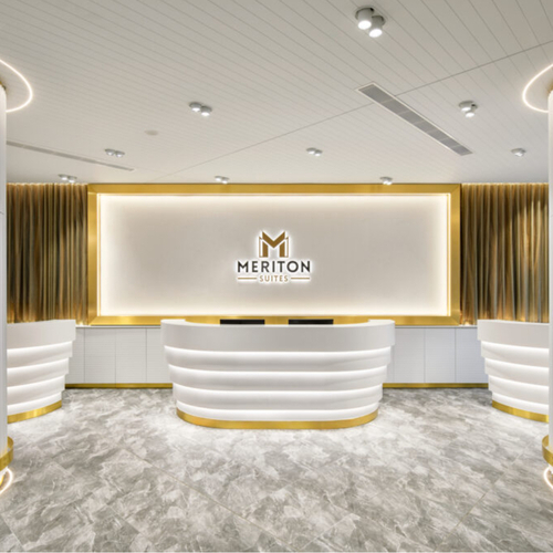 Led Jewelry Store Receptionist Desk White Corian Information Counters