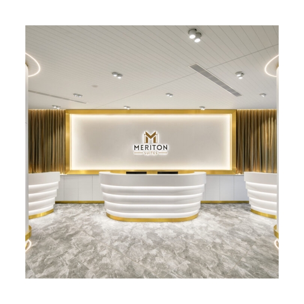 Led Jewelry Store Receptionist Desk White Corian Information Counters