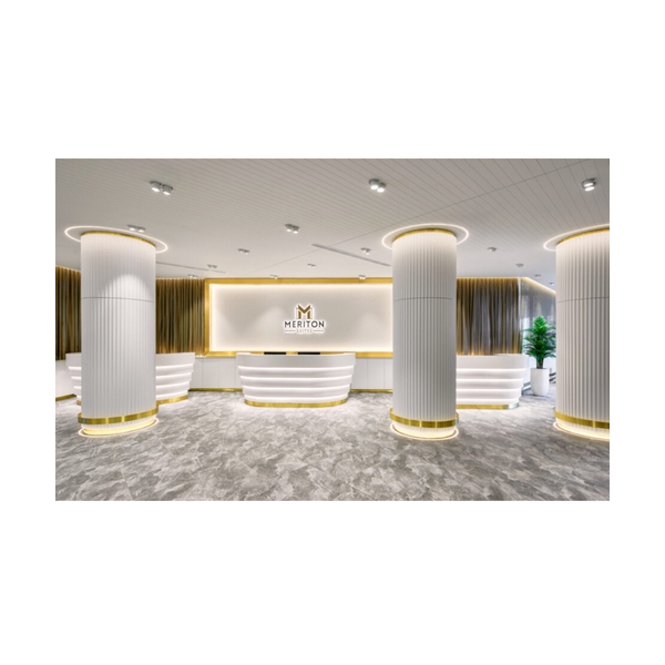 Led Jewelry Store Receptionist Desk White Corian Information Counters