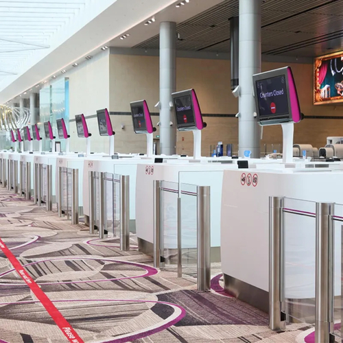 Airport Check-in Counter Artificial Marble Stone Exit Reception Desk