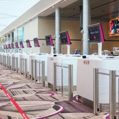 Airport Check-in Counter Artificial Marble Stone Exit Reception Desk