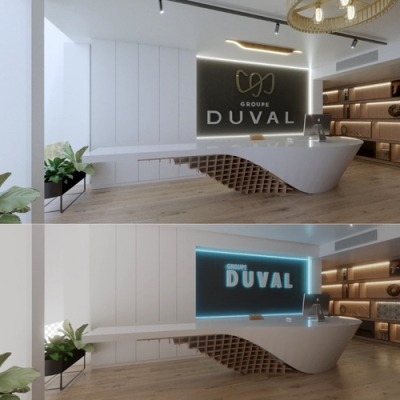 Corian and Solid Wood Technology Companies Office Reception Desk