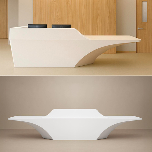 Exhibition Trade Show White Corian Solid Surface Reception Desk Small Size