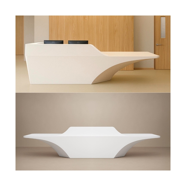 Exhibition Trade Show White Corian Solid Surface Reception Desk Small Size