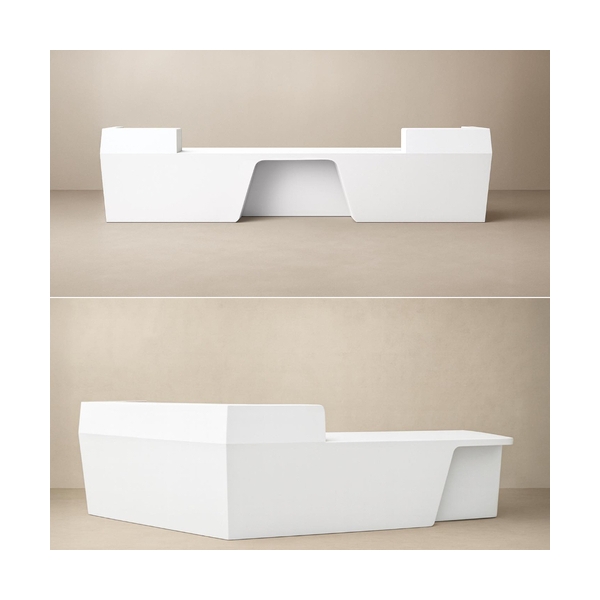 Exhibition Trade Show White Corian Solid Surface Reception Desk Small Size
