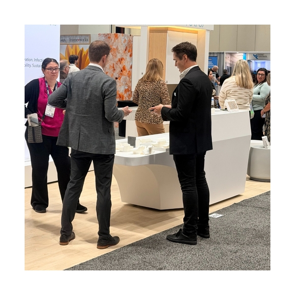 Exhibition Trade Show White Corian Solid Surface Reception Desk Small Size