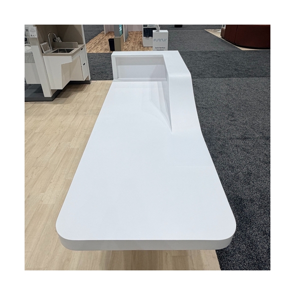 Exhibition Trade Show White Corian Solid Surface Reception Desk Small Size